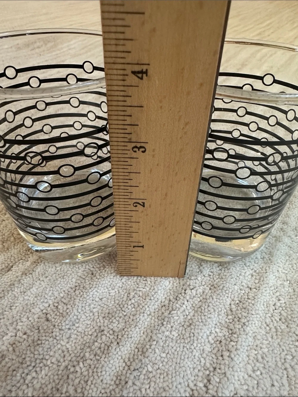 Set of 2 IKEA Space Age Lowball Tumblers Black and White Abstract Pattern 8 Oz